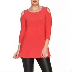 Attitudes Renee Jersey Cold Shoulder & Pockets Top